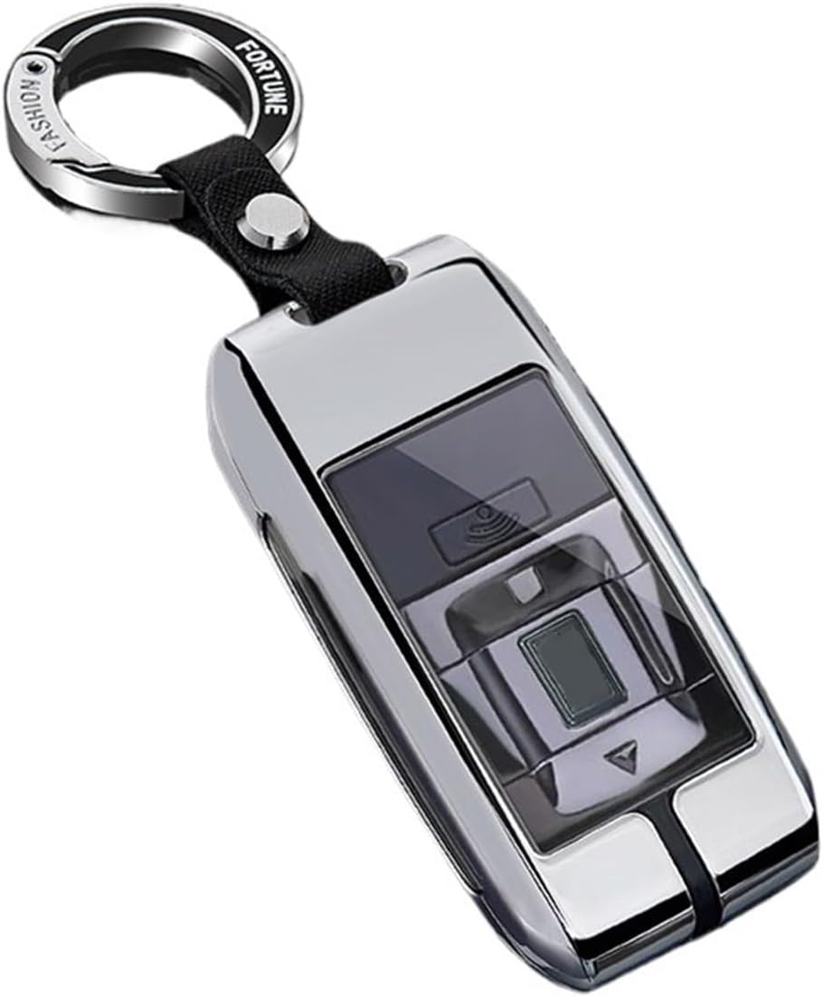 Key Cover Compatible For Rolls Royce Remote Fob Case Holder Shell Keychain Car Accessories(Laser grey)