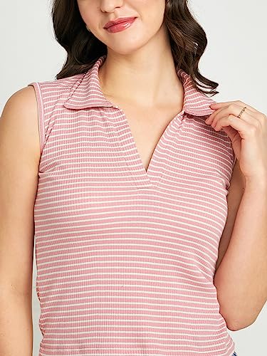Image of Modeve Women Ribbed Sleeveless Fitted Top for Summer