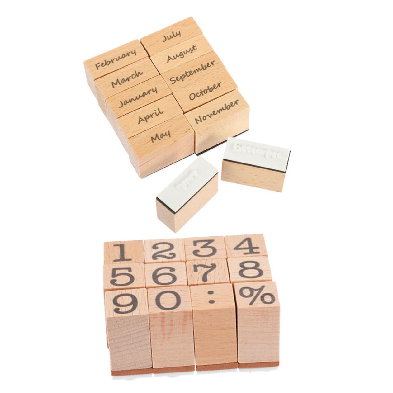 Operitacx 8sätze Holzstempeln Für Scrapbooking Dekorative Monats Und Zahlenstempel Für -karten Tagebuchgestaltung Und Handwerk Vintage-design Langlebig Und Vielseitig