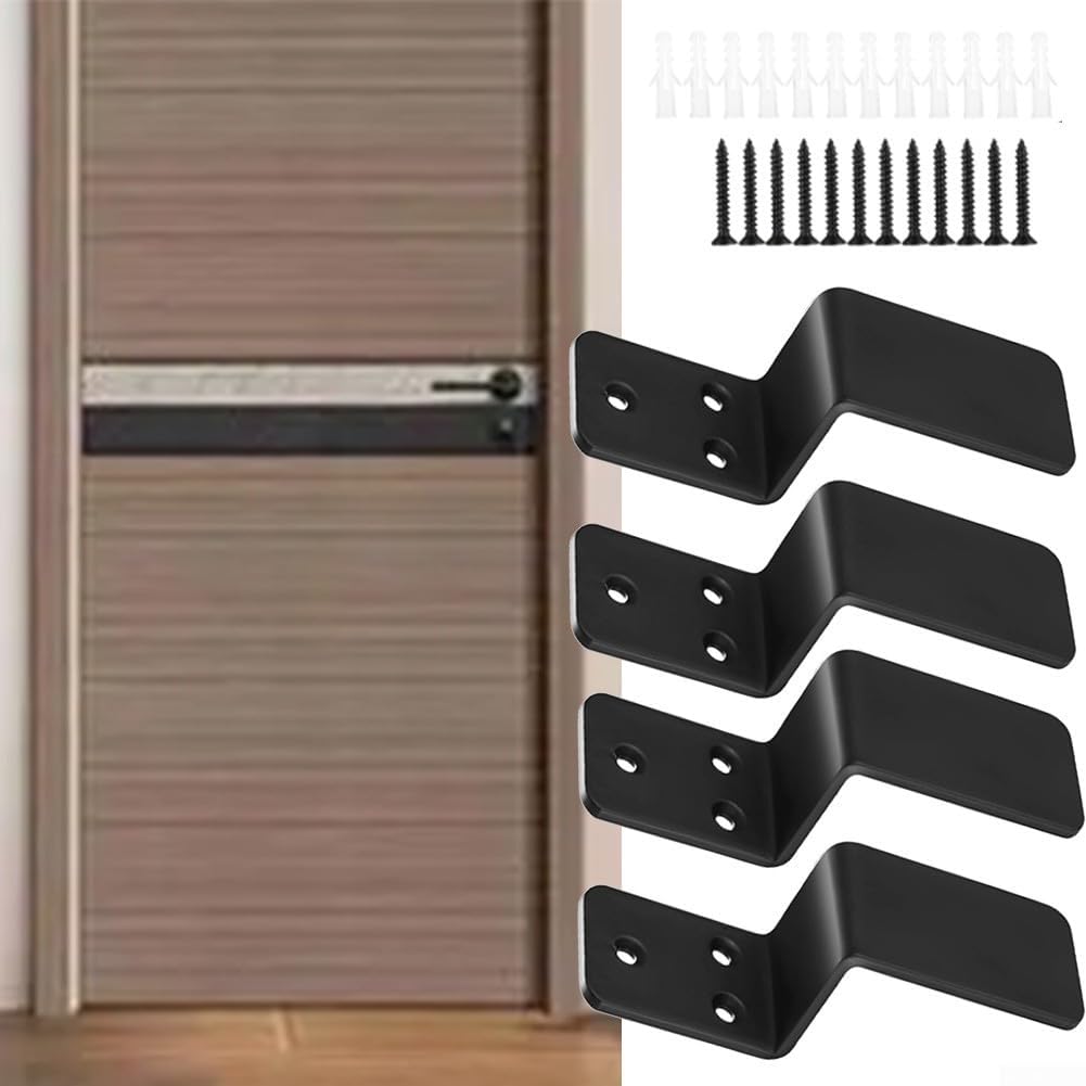 Sturdy Door Barricade Brackets - 4 Z-Shaped Security Lock Brackets Home, Barn, Garage, Shed