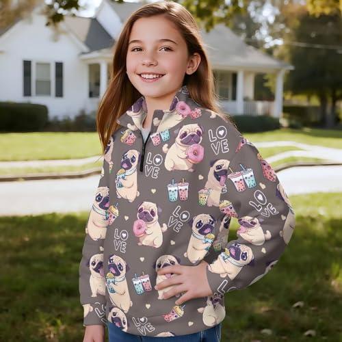 Girls Oversized Sweatshirts Cute 1/4 Zip Up Fashion Long Sleeve Sweatshirt Casual Pullover Tops for School Outdoor3