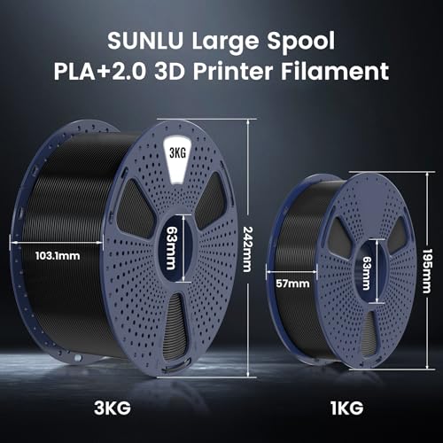 Image of SUNLU 3KG PLA+2.0 3D Printer Filament,Large Spool PLA+ Filament 1.75mm, Tougher and Stronger, Dimensional Accuracy + /-0.02mm, 3KG(6.6lbs) /1 Spool, White