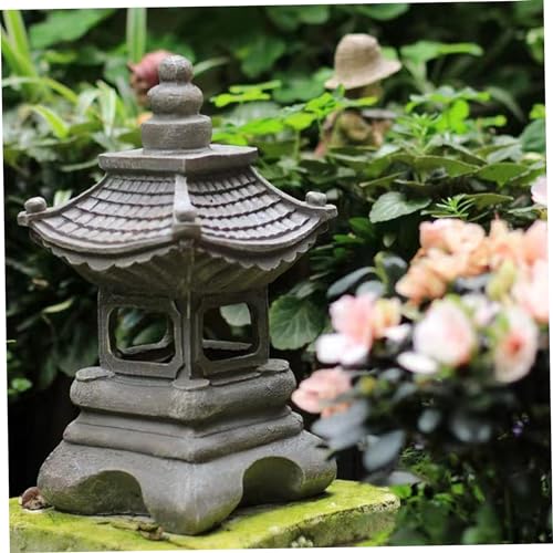 Lampe de jardin pagode solaire en résine pour décoration extérieure de cour