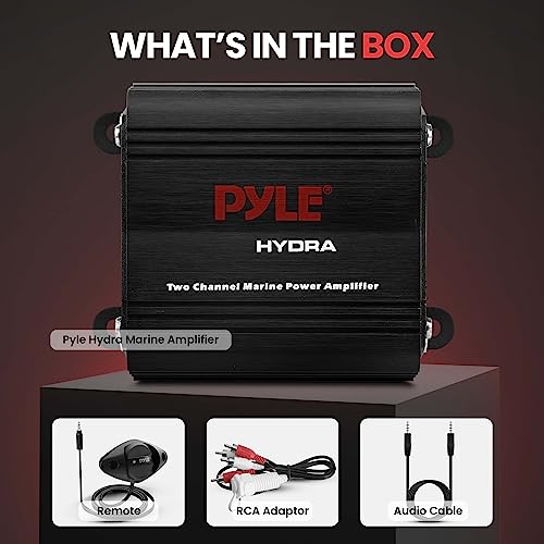 Image of Pyle 2-Channel Marine Amplifier Receiver - Waterproof and Weatherproof Audio Subwoofer for Boat Stereo Speaker & Other Watercraft - 400 Watt Power, Wired RCA, AUX and MP3 Audio Input Cable