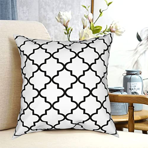 Kissenbezüge, modern, weiß und schwarz, marokkanisches Vierpass-Design, weich, quadratisch, dekorativ, für Sofa… – Bild 7