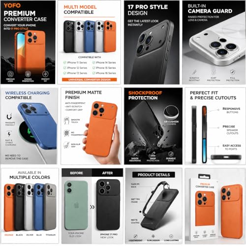 Image of YOFO Premium Case for iPhone 17 Pro Max | Style Design | in-Built Camera Guard Blue