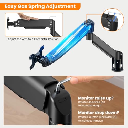 Image of Dyazo Single Monitor Wall Mount for 13-32 Inch Screens | Full Motion Adjustable Monitor Arm | Height Adjustable, Tilt, Swivel & 360 Rotation | VESA 75x75 & 100x100mm | Up to 9kg (Black)