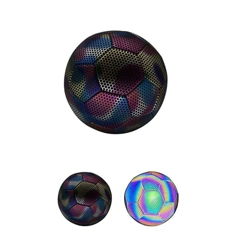 TAKEYサッカーボール 夜光 夜で光るサッカーボール 4号球 サッカートレーニング 試合 サッカー練習 一般・大学・高校・中学生用 (4号球(5-7-aサイド),アメリカズカップ カラフルハニカム (反射))