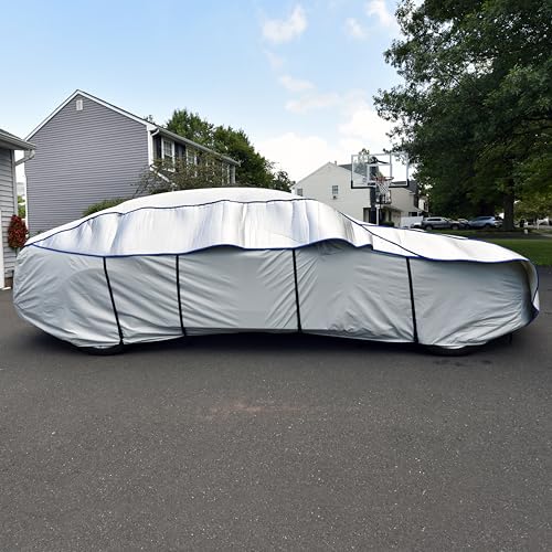 Image of Budge Hail Jacket Car Cover, Hail-Resistant, Outdoor, Heavy Duty, Hail Jacket fits Sedans up to 228 inch, Gray