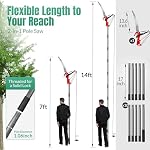 Suchtale 14ft Pole Saw for Tree Trimming Tree Pruner Manual Steel Blade | 10ft, high strength lightweight handles,with sharp steel blade, for high branches, shrubs and twigs