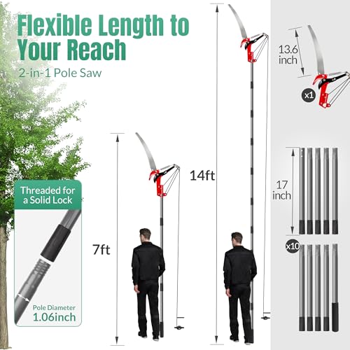 Suchtale Manual Pole Saw, Pruning Saw with Scissors