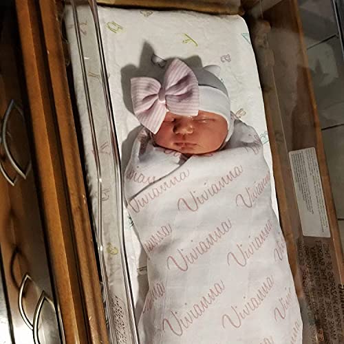 OMGSHIRTS Personalized Name Swaddle For Newborn, Customized Baby Kids Blanket, Unisex, Pink, Sherpa Fleece, 30x40 Inches