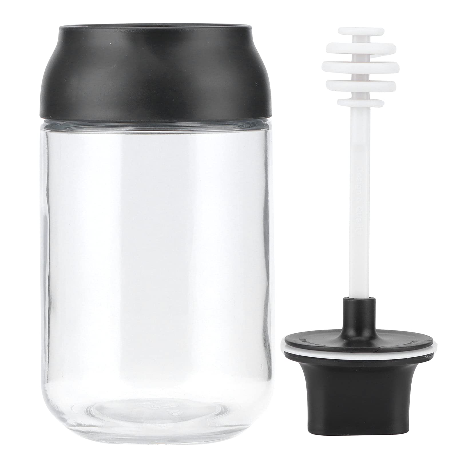 Yosoo, 250ml Glass Honey Jar with Pp Lid-Silicone Sealing Integrated Spoon and Cover Detachable Handle for Home Kitchen Using