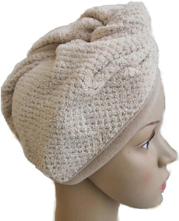 IvyMei Microfiber Hair Drying Towel,Head Towel Wrap Turban Twist,Shower Cap,Dry Hair Cap,Fluffy Pineapple Hair Towel Fleece Head Towel for Women Girl(khaki)