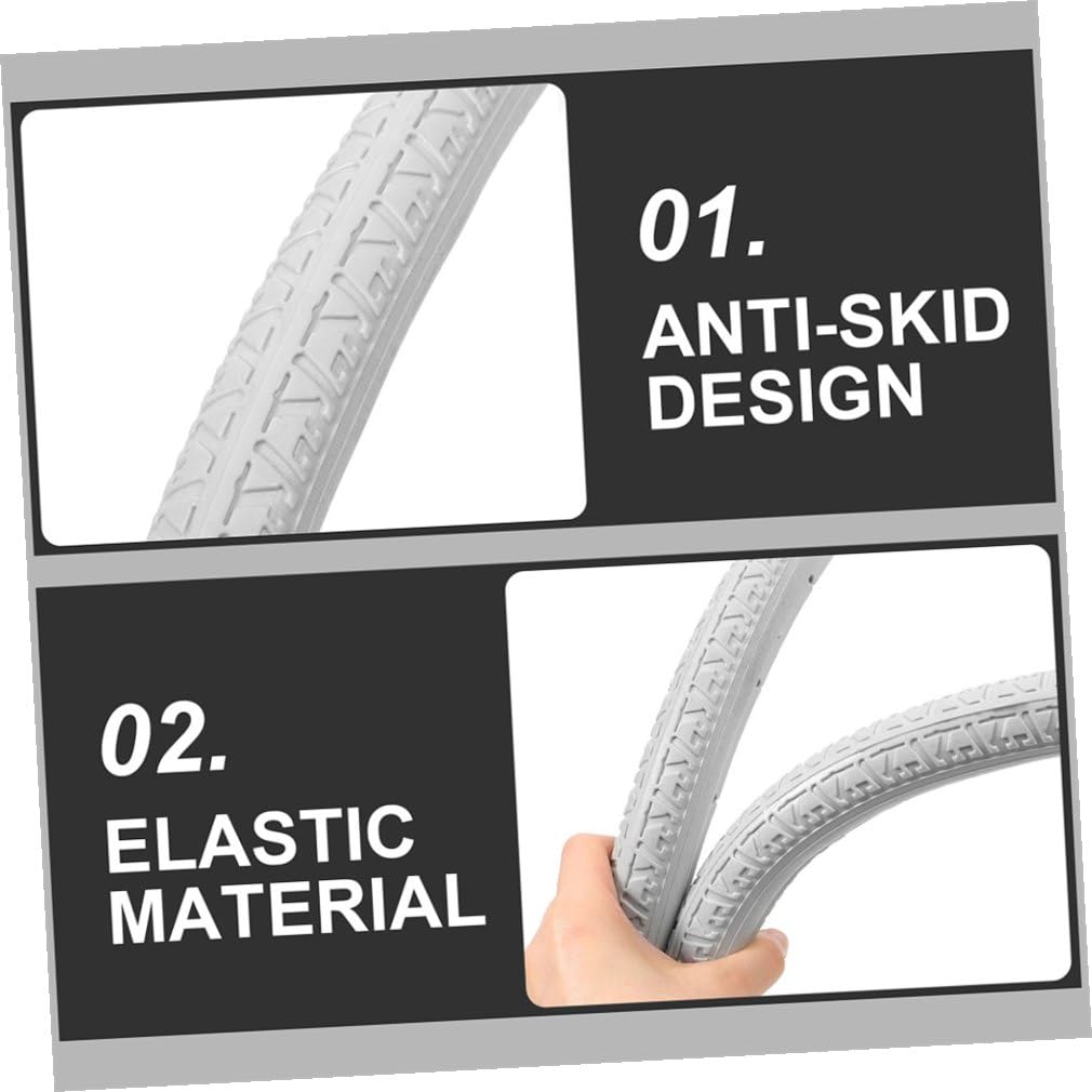 Neumáticos para Silla de Ruedas 24 Pulgadas 24X1 3/8 2 Piezas Gris Espuma Sólida Antideslizante para Uso en Interiores y Exteriores