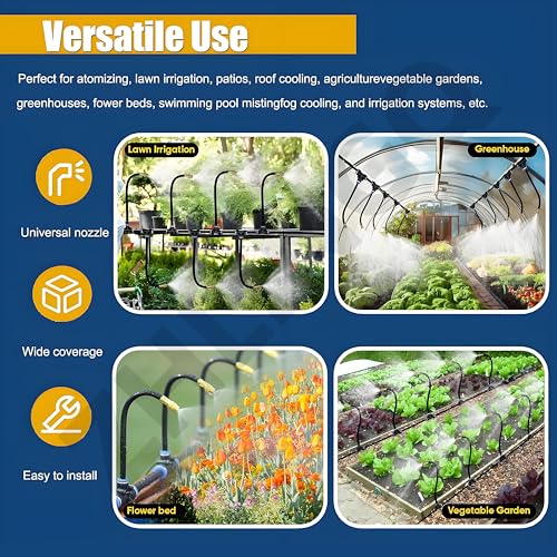 Automatic Drip Irrigation Kit 20-50m, Smart Timer & 360° Mist Nozzles, Efficient Garden Watering System for Plants and Lawn Care, 20m/65.6ft with Timer Included
