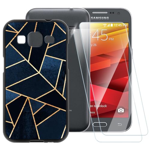 Lot de 2 coques à rayures classiques compatibles avec Samsung Galaxy Core Prime + [2] protecteur d'écran en verre trempé, coque antichoc pour Samsung Galaxy Core...