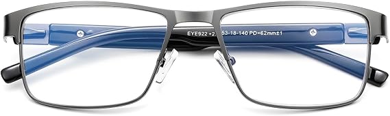 EYECEDAR 4-Pack Reading Glasses for Men Blue Light Blocking Gunmetal Frame Rectangle Style Spring Hinges Readers 1.5