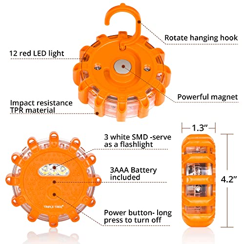 Inclake 6 Pack Led Road Flares Emergency Lights For Roadside Security, Warning Flashing Beacon Disc With Magnetic Base And Hook, Road Safety Flare With Batteries & 9 Flash Modes For Vehicles And Boat #TOP1