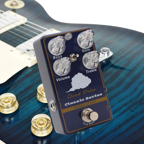 Helilyco Pédale d'effet Bypass Overdrive avec retard et réverbération, guitare électrique à distorsion tactile, design métallique portable (D) – vue 7