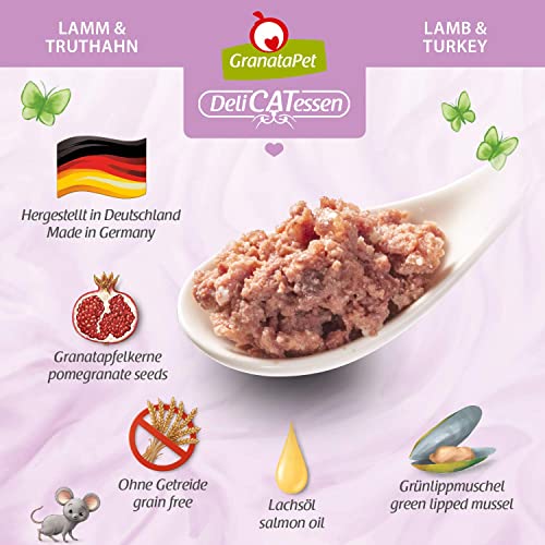 GranataPet Delicatessen Lamm & Truthahn, 6 x 800 g, Nassfutter für Katzen, Katzenfutter für Feinschmecker, Futter ohne Getreide & ohne Zuckerzusätze