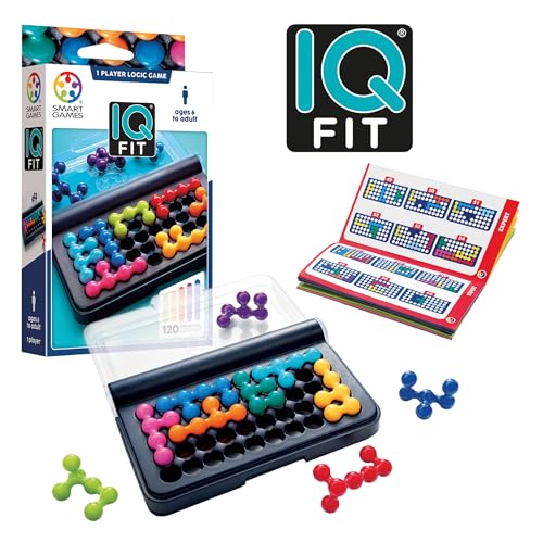 SmartGames – IQ Fit – Puzzlespiel – Denkspiel – 120 Herausforderungen – 2D und 3D – Level einfach zu Experten – Teile richtig einbauen – 1 Spieler – ab 6 Jahren