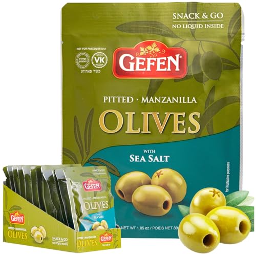 Gefen Sea Salt Pitted Olive Snack Packs, 1 oz (12