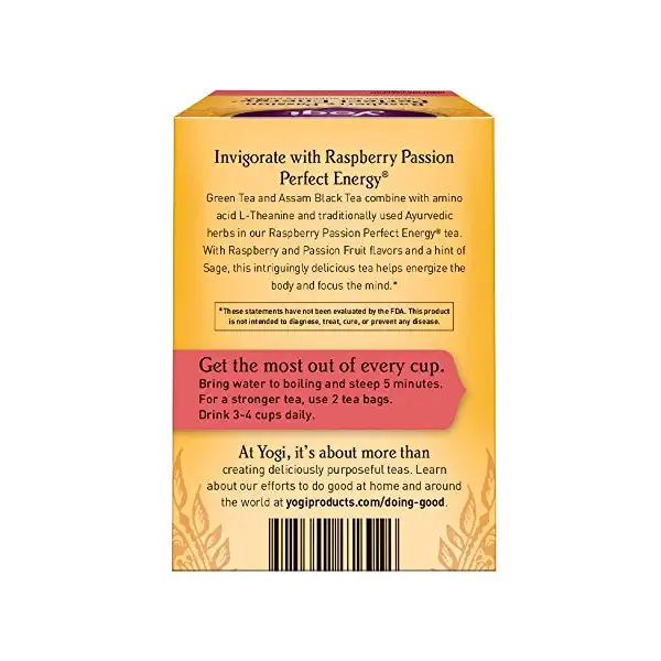 Yogi Teas Raspberry Passion Perfect Energy Tea Bags, 16 Count, Packaging May Vary 2