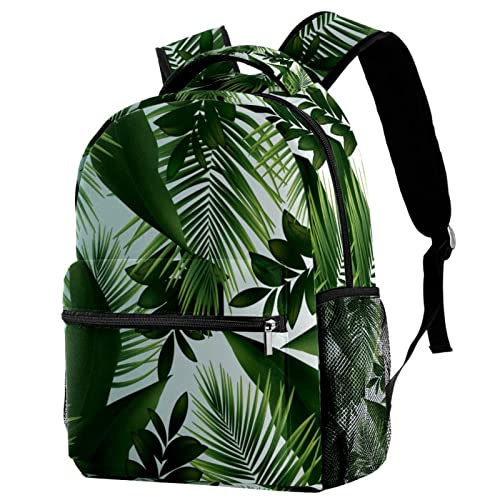 Sac à dos de voyage feuilles vertes exotiques avec porte-bouteille