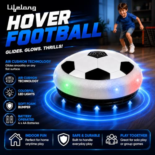 Image of Lifelong Cuppy Non-Rechargeable Hover Ball | Floating Hover Football Toy with 3 Speed Modes & LED Light | 4 AA Battery, Durable Build, Indoor Soccer | Gift for Boys & Girls (LLCHSB02)