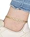 BA UNIQUE FASHION Gold Electroplated Anklet for Women, 9-12 Inch Sizes, Figaro, Cuban, Mariner, Herringbone Design - Made in Korea (9, Concave Figaro Chain)