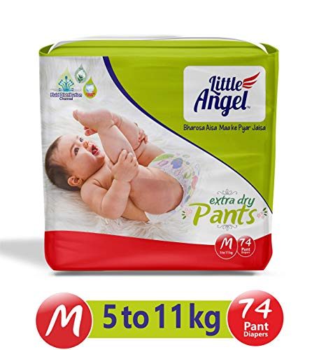 Image of Little Angel Baby Diaper Pants, Medium (74 Count) & Little Angel Baby Diaper Pants, Large (64 Count)