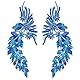 MAYJOYDIY 2 Stück Blaue Spitzen Pailletten Bestickte Aufnähen Flicken Bestickte Spitzenapplikationen Blumen Pailletten Spitzenapplikationen Für Hochzeitskleider Nähen Kleidungs Kleidungsdekoration