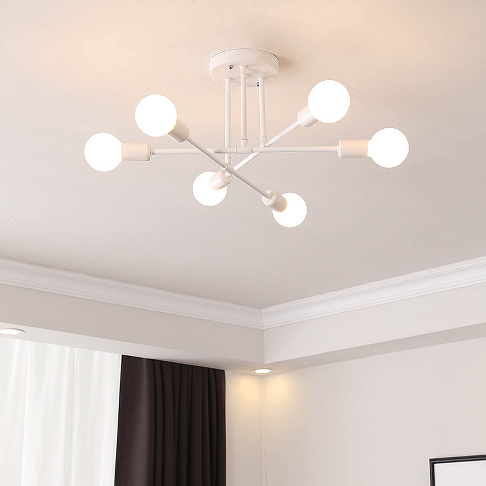 Plafonnier pour chambre luminaire suspension semi flush 6 bras salon salle à manger
