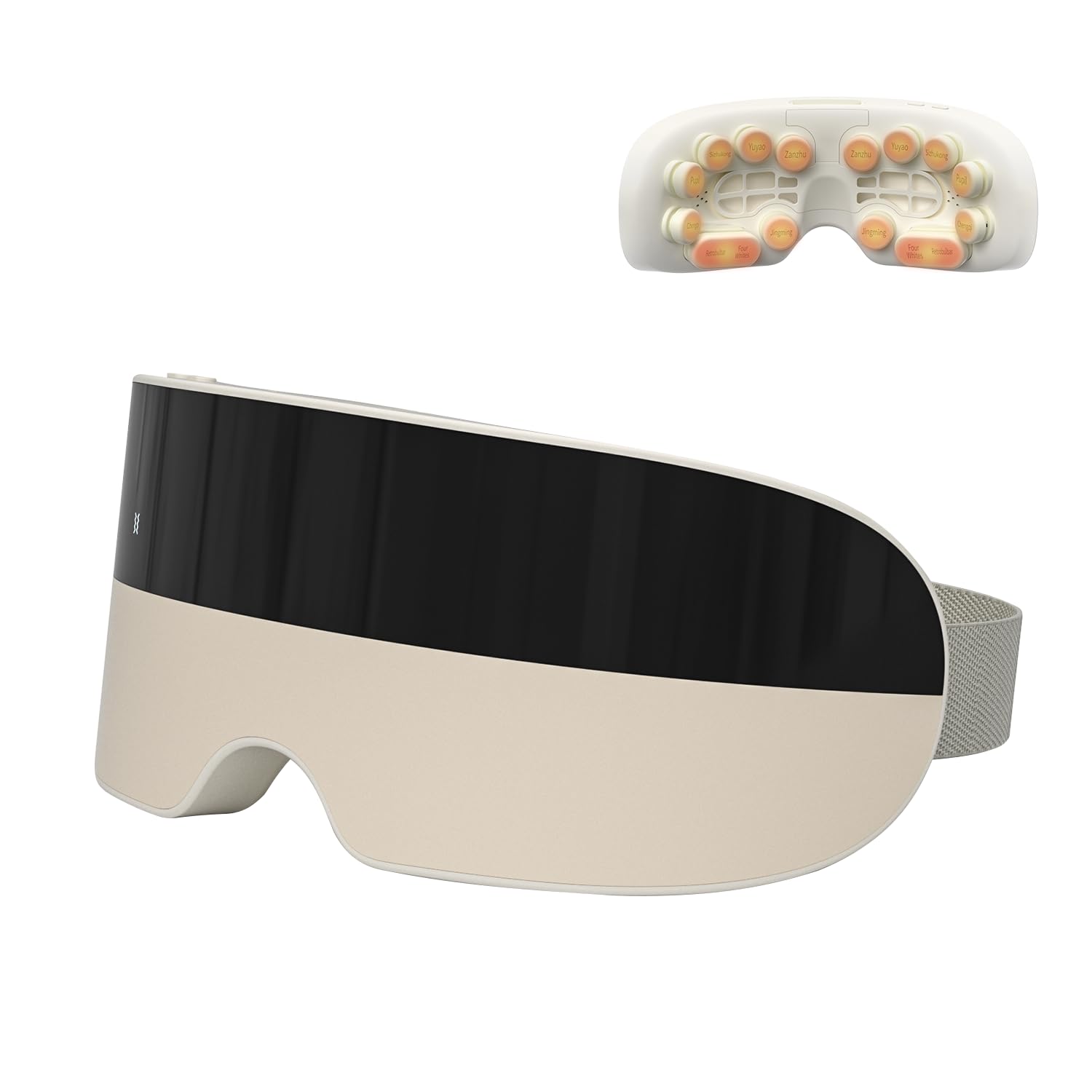 PHOFAY Eye Massager with Music Heating Compression Modes Adjustable Headband Portable Rechargeable Eye Care Device for Relaxation and