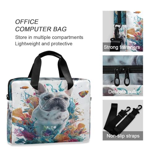 Maletín para portátil de 15.6 pulgadas coral con diseño perro francés miniatura 5