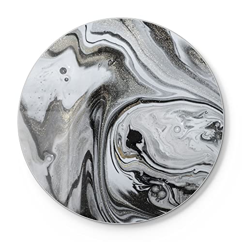 DEQORI Tagliere in vetro | rotondo Ø 30 cm | motivo decorazione in marmo | tagliere di design per cucina | tagliere per la colazione antibatterico e antiscivolo | piano in vetro e piatto da portata