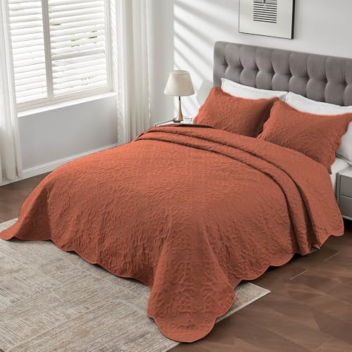 Image of Kingnex Oversized King Bedspreads 128x120 Baked Clay