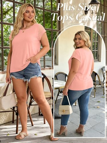 Image of Bliwov Womens Tops Lace Cap Sleeve T Shirts,Cute Trendy Casual,Beach Vacation Outfits,Summer Spring Fashion Clothes
