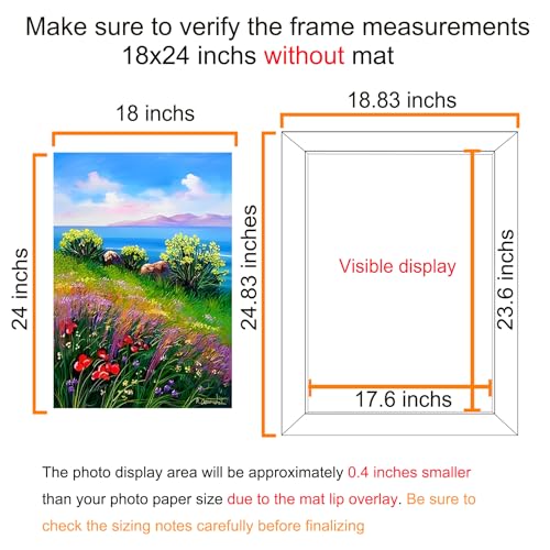 Image of BESCRCL 18x24 Frame Wall Hanging Photo Frame, 18 x 24 Poster Frame Black, 1 Pack