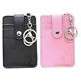 RAYNAG Set of 2 Women's Faux Leather Slim Credit Card Holder Id Card Case Purse with Key Ring...