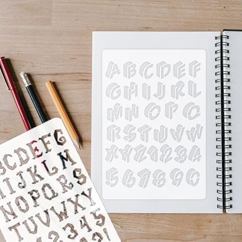 Dagslys 12 peças de estênceis de pintura de palavras de plástico inspiradores alfabeto números palav