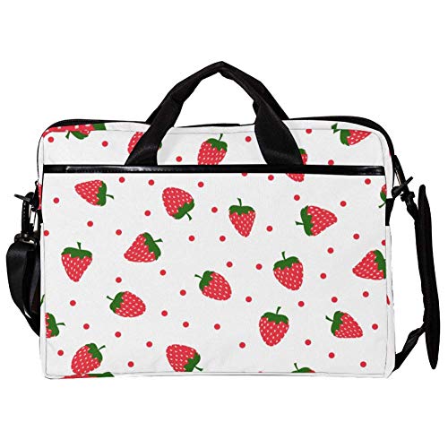 Maletín para portátil de 14 a 15 pulgadas acolchado con correa bandolera y estampado de fresas