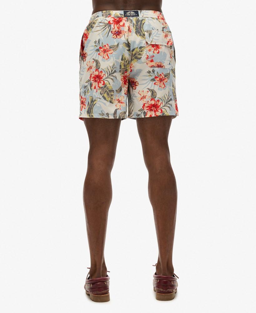 Superdry Bañador para hombre de 43 cm de largo con estampado hawaiano