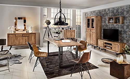 SAM Baumkantentisch 140x80 cm Quarto, Akazienholz massiv + naturfarben, Esstisch mit schwarzem U-Gestell, Esszimmertisch… – Bild 4