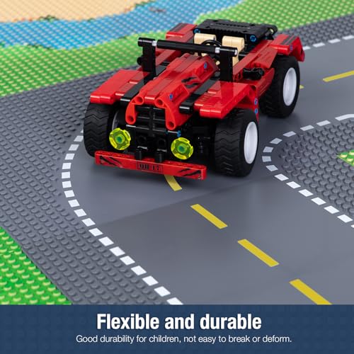 Image of Classic Baseplates Building Plates-10 inch x 10 inch Building Boards,100% Compatible with All Major Brands and Activity Table, Creative Platforms Mats for Toy Bricks (Road Plate, 8 Pack)