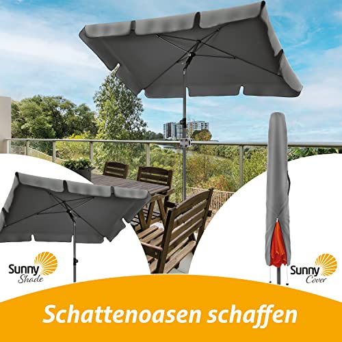 4smile Sonnenschirm Balkon SunnyShade, Anthrazit - 3-in-1 SET Sonnenschutz Balkon - UPF 50+ Sonnenschirm rechteckig 200 x 125 cm + Sonnenschirmhalter Balkongeländer + Sonnenschirmhülle – Bild 3