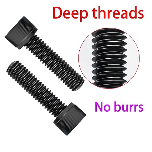 Qrity 10PCS M6x55mm Cylinder Screws with Hexagon Socket, Carbon Steel Fully Thread Fastener Screw - Image 3