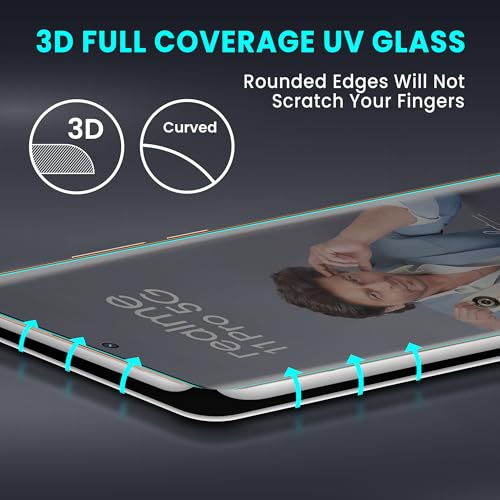 Image of ArmourPro UV Privacy Tempered Glass Compatible for Realme 11 Pro (6.7 Inch, Pack of 2) Edge to Edge Full SCreen Coverage & Installation Kit | Anti-Spy /Anti-Peeping 9H Hardness