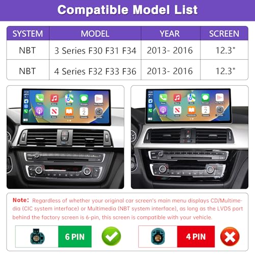 NINETOM 2025 Upgraded 12.3" Ultra-Narrow Touchscreen Wireless CarPlay Android Auto Receiver Compatible with BMW 3/4 Series F30/F31/F32/F33/F34/F36 (2012–2016), for NBT System by ninetom - Used condition - Image 2